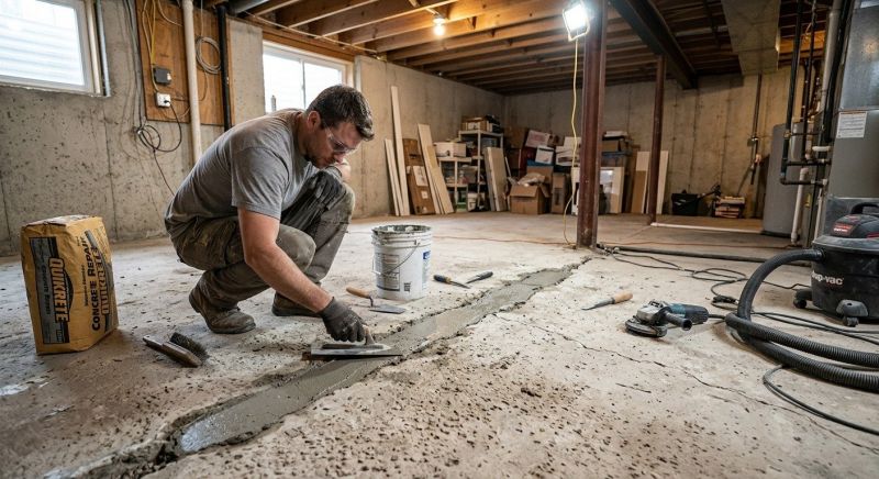 Cracked Basement Floor Repair in Emerald Isle, NC