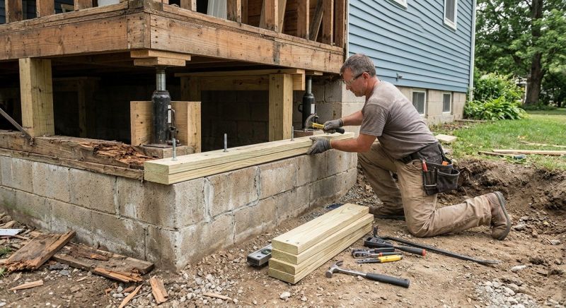 Sinking Foundation Repair in Hubert, NC